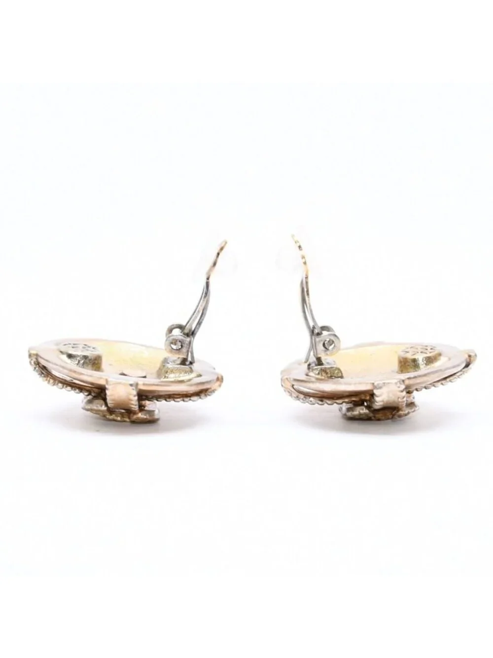 Chanel 97A Earrings CC Logo Stamp Weight Gold